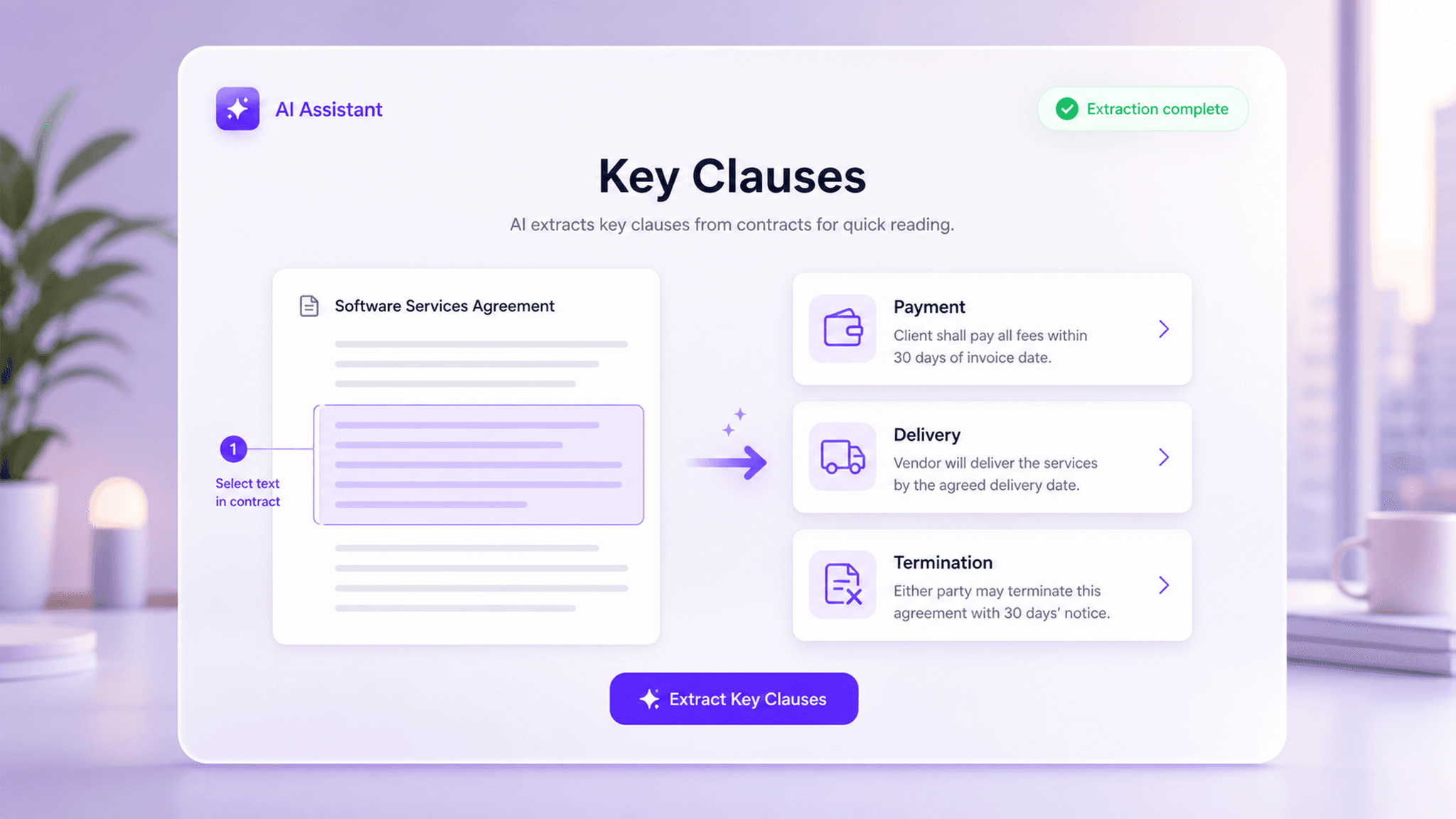 Interface de extração automática de cláusulas-chave